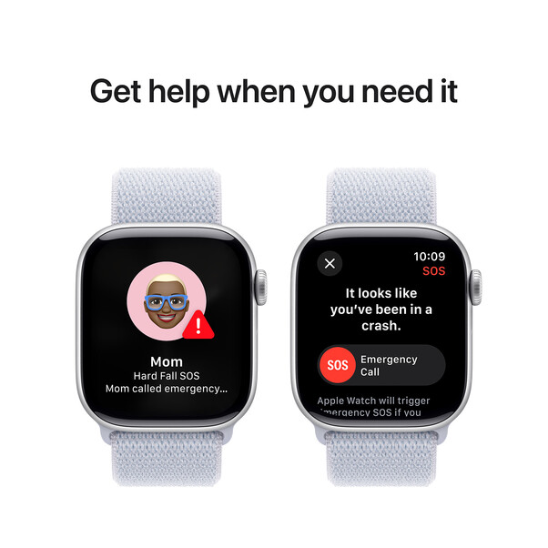 Apple Watch Series 10 GPS, Aluminium silber, 42mm mit Sport Loop, wolkenblau