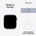 Apple Watch Series 10 GPS, Aluminium silber, 42mm mit Sport Loop, wolkenblau
