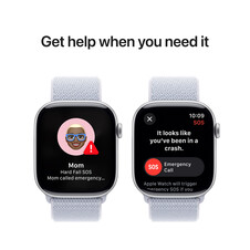 Apple Watch Series 10 GPS, Aluminium silber, 46mm mit Sport Loop, wolkenblau