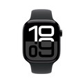 Apple Watch Series 10 GPS, Aluminium diamantschwarz, 46mm mit Sportarmband, schwarz - S/M>