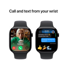 Apple Watch Series 10 GPS, Aluminium diamantschwarz, 46mm mit Sportarmband, schwarz - S/M>