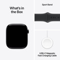 Apple Watch Series 10 GPS, Aluminium diamantschwarz, 46mm mit Sportarmband, schwarz - S/M>