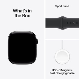 Apple Watch Series 10 GPS, Aluminium diamantschwarz, 46mm mit Sportarmband, schwarz - M/L>