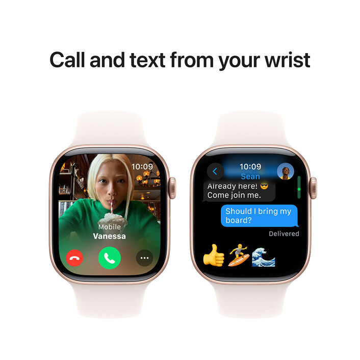 Apple Watch Series 10 GPS, Aluminium rosé, 46mm mit Sportarmband, hellrosa - M/L>