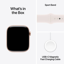 Apple Watch Series 10 GPS, Aluminium rosé, 46mm mit Sportarmband, hellrosa - M/L>