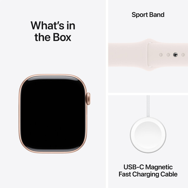 Apple Watch Series 10 GPS, Aluminium rosé, 46mm mit Sportarmband, hellrosa - M/L>