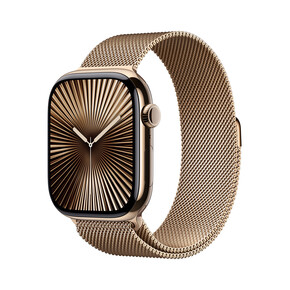 Apple Watch Series 10 GPS + Cellular, Titan gold, 46mm mit Milanaise-Armband, gold - S/M&amp;gt;