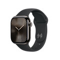 Apple Watch Series 10 GPS + Cellular, Titan schiefer, 42mm mit Sportarmband, schwarz - S/M>