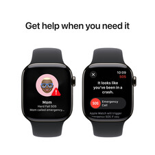 Apple Watch Series 10 GPS + Cellular, Titan schiefer, 42mm mit Sportarmband, schwarz - S/M>