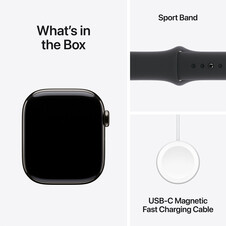 Apple Watch Series 10 GPS + Cellular, Titan schiefer, 42mm mit Sportarmband, schwarz - M/L
