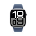 Apple Watch Series 10 GPS + Cellular, Aluminium silber, 46mm mit Sportarmband, denim - M/L