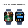 Apple Watch Series 10 GPS + Cellular, Aluminium silber, 46mm mit Sportarmband, denim - M/L