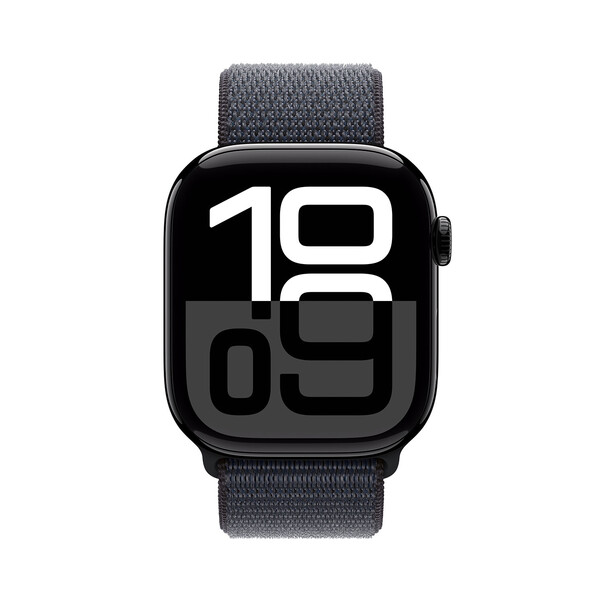 Apple Watch Series 10 GPS + Cellular, Aluminium diamantschwarz, 46mm mit Sport Loop, tinte
