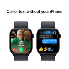 Apple Watch Series 10 GPS + Cellular, Aluminium diamantschwarz, 46mm mit Sport Loop, tinte