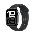 Apple Watch Series 10 GPS + Cellular, Aluminium diamantschwarz, 46mm mit Sportarmband, schwarz - M/L