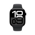 Apple Watch Series 10 GPS + Cellular, Aluminium diamantschwarz, 46mm mit Sportarmband, schwarz - M/L>