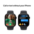 Apple Watch Series 10 GPS + Cellular, Aluminium diamantschwarz, 46mm mit Sportarmband, schwarz - M/L