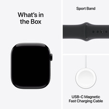 Apple Watch Series 10 GPS + Cellular, Aluminium diamantschwarz, 46mm mit Sportarmband, schwarz - M/L
