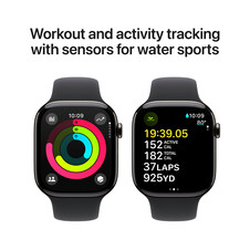 Apple Watch Series 10 GPS + Cellular, Titan schiefer, 46mm mit Sportarmband, schwarz - S/M>