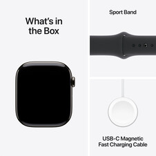 Apple Watch Series 10 GPS + Cellular, Titan schiefer, 46mm mit Sportarmband, schwarz - S/M>