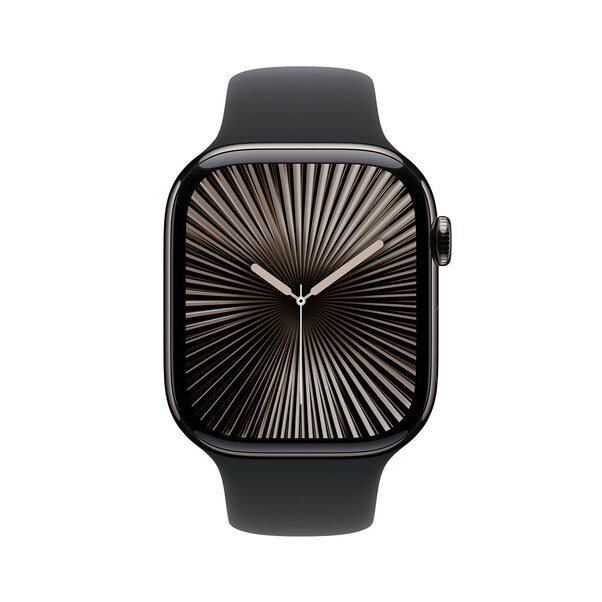 Apple Watch Series 10 GPS + Cellular, Titan schiefer, 46mm mit Sportarmband, schwarz - M/L>