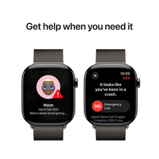 Apple Watch Series 10 GPS + Cellular, Titan schiefer, 46mm mit Milanaise-Armband, schiefer - M/L