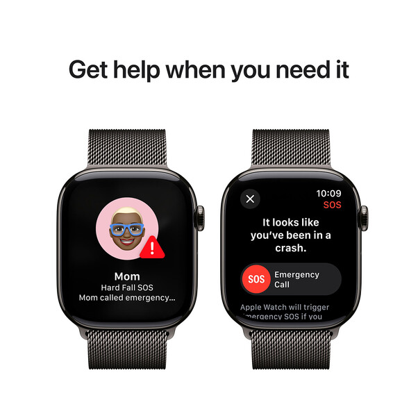 Apple Watch Series 10 GPS + Cellular, Titan schiefer, 46mm mit Milanaise-Armband, schiefer - M/L