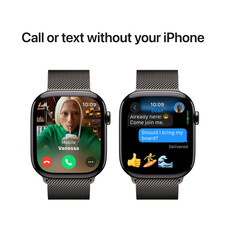 Apple Watch Series 10 GPS + Cellular, Titan schiefer, 46mm mit Milanaise-Armband, schiefer - M/L