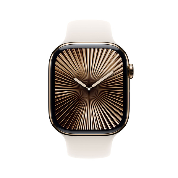 Apple Watch Series 10 GPS + Cellular, Titan gold, 46mm mit Sportarmband, polarstern - M/L>