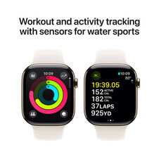Apple Watch Series 10 GPS + Cellular, Titan gold, 46mm mit Sportarmband, polarstern - M/L>