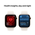 Apple Watch Series 10 GPS + Cellular, Titan gold, 46mm mit Sportarmband, polarstern - M/L>