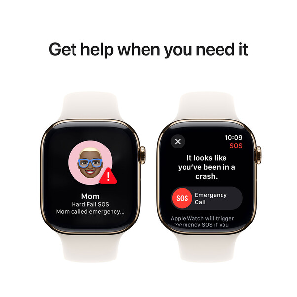 Apple Watch Series 10 GPS + Cellular, Titan gold, 46mm mit Sportarmband, polarstern - M/L>