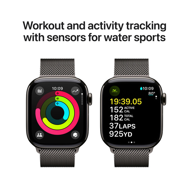 Sie sehen das Produktbild 04 von Apple Watch Series 10 GPS + Cellular, Titan schiefer, 42mm mit Milanaise-Armband, schiefer> Apple Watch Series 10 GPS + Cellular, Titan schiefer, 42mm mit Milanaise-Armband, schiefer>