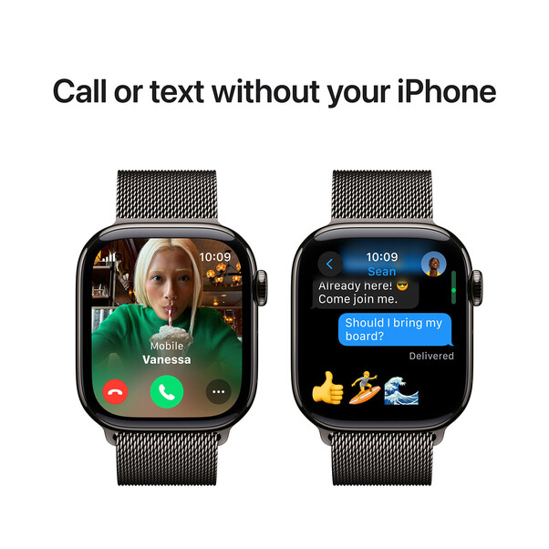 Apple Watch Series 10 GPS + Cellular, Titan schiefer, 42mm mit Milanaise-Armband, schiefer
