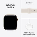 Sie sehen das Produktbild 17 von Apple Watch Series 10 GPS + Cellular, Titan gold, 42mm mit Sportarmband, polarstern - M/L> Apple Watch Series 10 GPS + Cellular, Titan gold, 42mm mit Sportarmband, polarstern - M/L>
