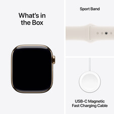 Sie sehen das Produktbild 17 von Apple Watch Series 10 GPS + Cellular, Titan gold, 42mm mit Sportarmband, polarstern - M/L> Apple Watch Series 10 GPS + Cellular, Titan gold, 42mm mit Sportarmband, polarstern - M/L>