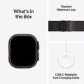 Apple Watch Ultra 2 GPS + Cellular, 49 mm Titangehäuse Schwarz, Milanaise Armband Titan Schwarz – S