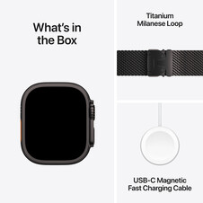Apple Watch Ultra 2 GPS + Cellular, 49 mm Titangehäuse Schwarz, Milanaise Armband Titan Schwarz – S