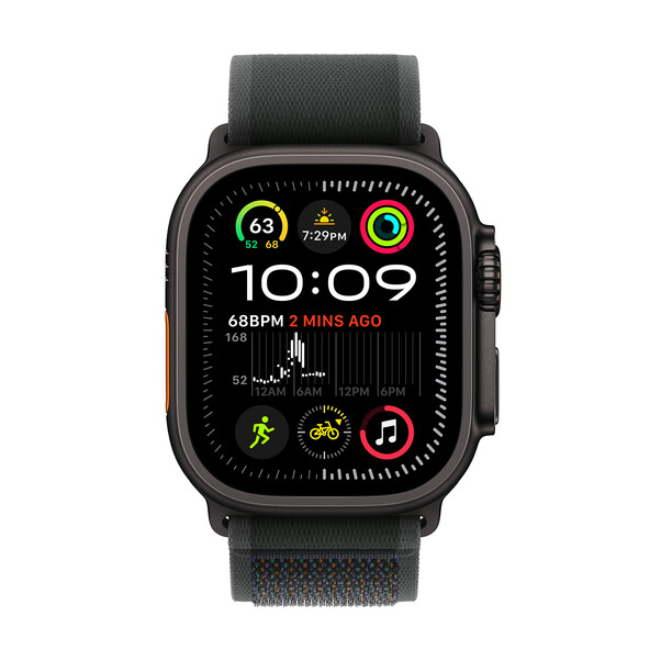 Apple Watch Ultra 2 GPS + Cellular, Titan schwarz, 49mm mit Trail-Armband, schwarz - M/L>