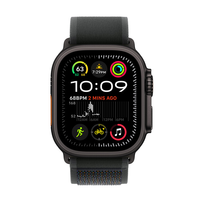 Apple Watch Ultra 2 GPS + Cellular, Titan schwarz, 49mm mit Trail-Armband, schwarz - M/L&gt;