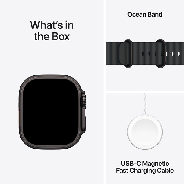 Apple Watch Ultra 2 GPS + Cellular, Titan schwarz, 49mm mit Ocean-Armband, schwarz>