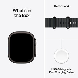 Apple Watch Ultra 2 GPS + Cellular, Titan schwarz, 49mm mit Ocean-Armband, schwarz>