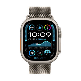Apple Watch Ultra 2 GPS + Cellular, Titan natur, 49mm mit Milanaise-Armband, Titan natur - S