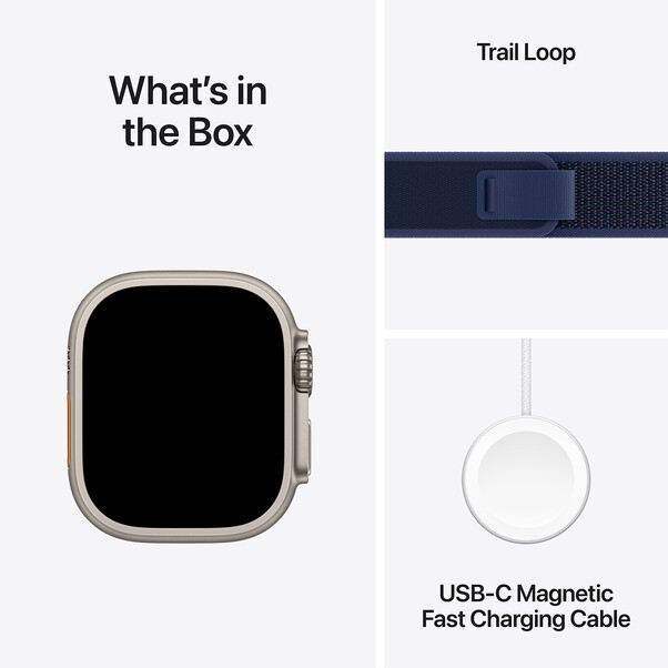 Apple Watch Ultra 2 GPS + Cellular, Titan natur, 49mm mit Trail-Armband, blau - M/L>
