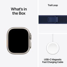 Apple Watch Ultra 2 GPS + Cellular, Titan natur, 49mm mit Trail-Armband, blau - M/L>