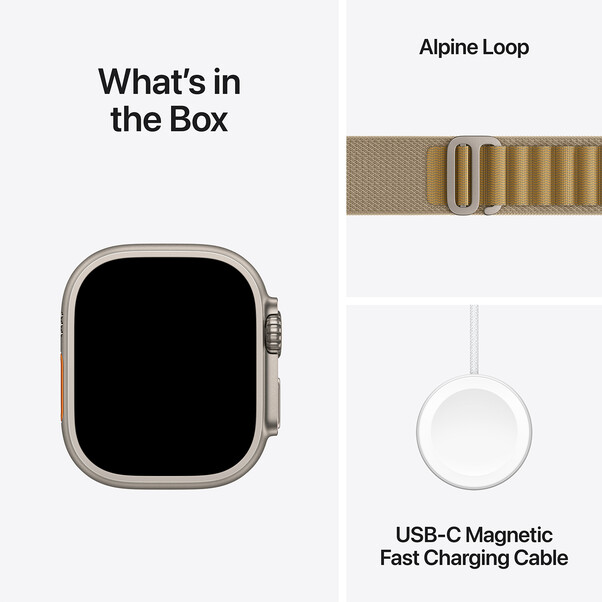 Apple Watch Ultra 2 GPS + Cellular, Titan natur, 49mm mit Alpin-Armband, sand - medium