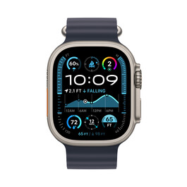 Apple Watch Ultra 2 GPS + Cellular, Titan natur, 49mm mit Ocean-Armband, blau