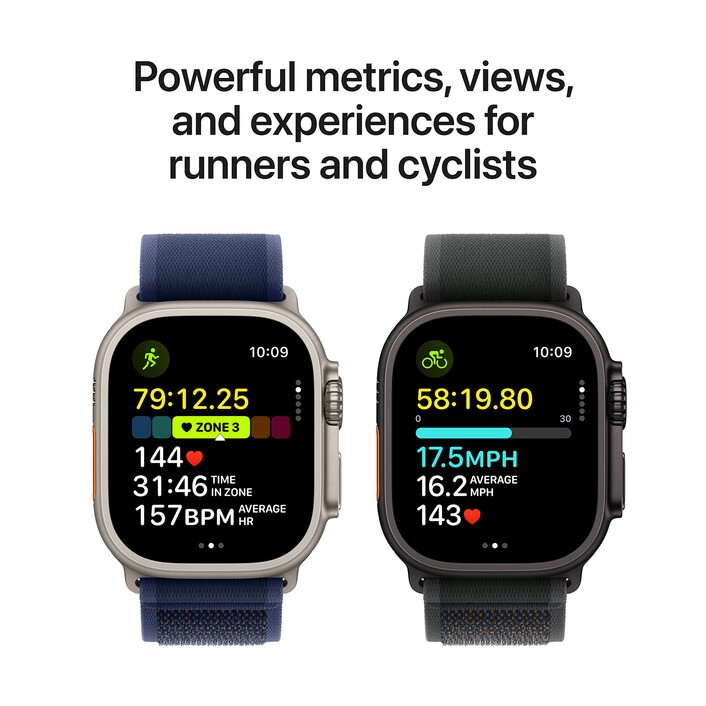 Apple Watch Ultra 2 GPS + Cellular, Titan natur, 49mm mit Ocean-Armband, blau