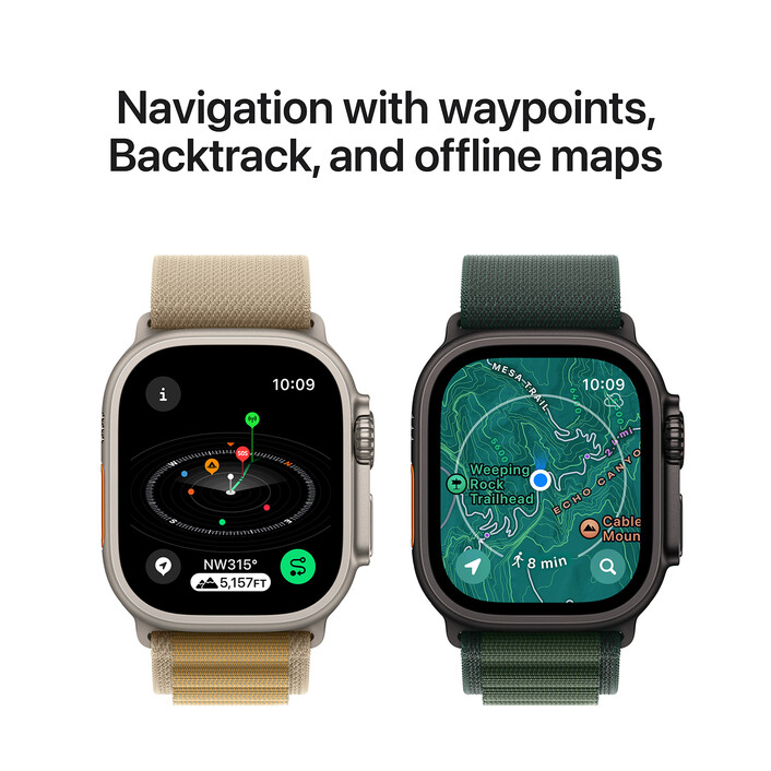 Apple Watch Ultra 2 GPS + Cellular, Titan natur, 49mm mit Ocean-Armband, blau