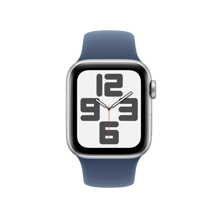 Apple Watch SE GPS, Aluminium silber, 40mm mit Sportarmband, denim - S/M&gt;